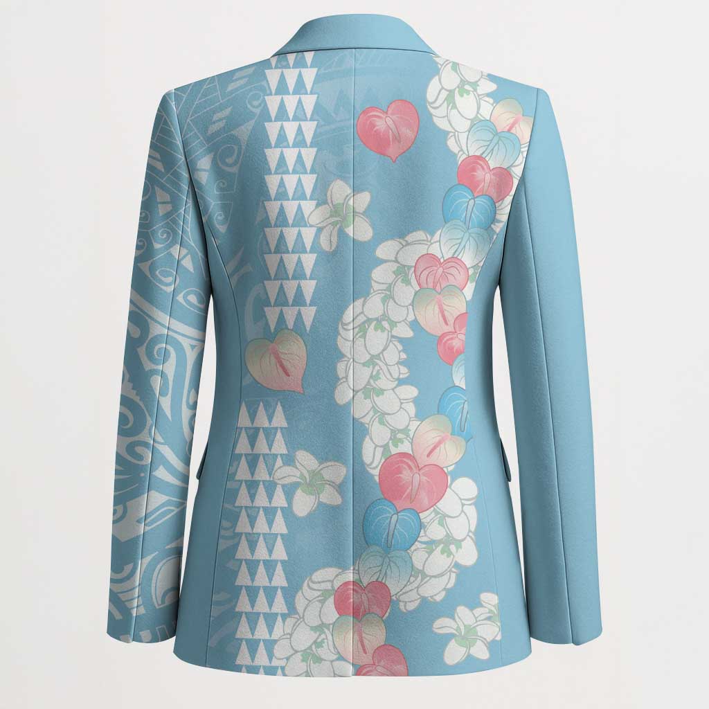 Blue Hawaii Anthurium Plumeria Lei Blazer LT9 - Polynesian Pride