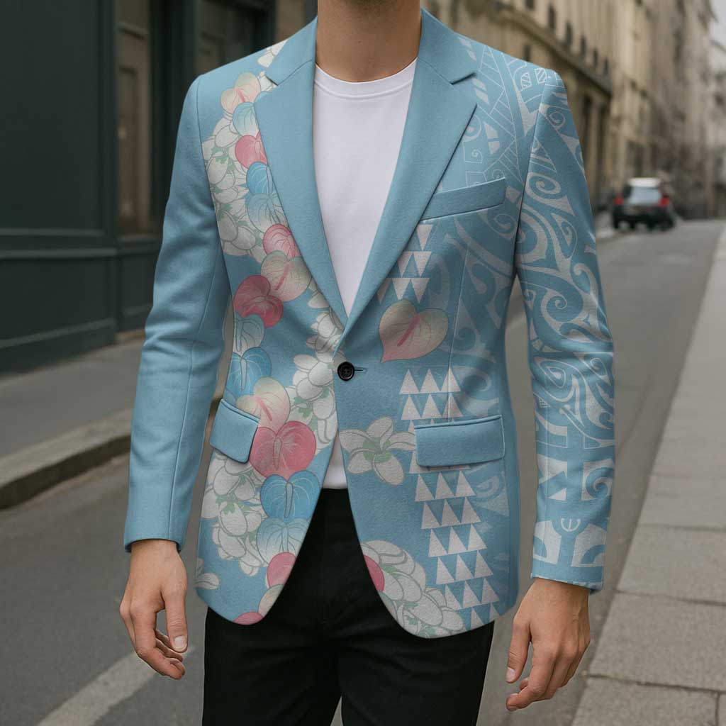 Blue Hawaii Anthurium Plumeria Lei Blazer LT9 - Polynesian Pride