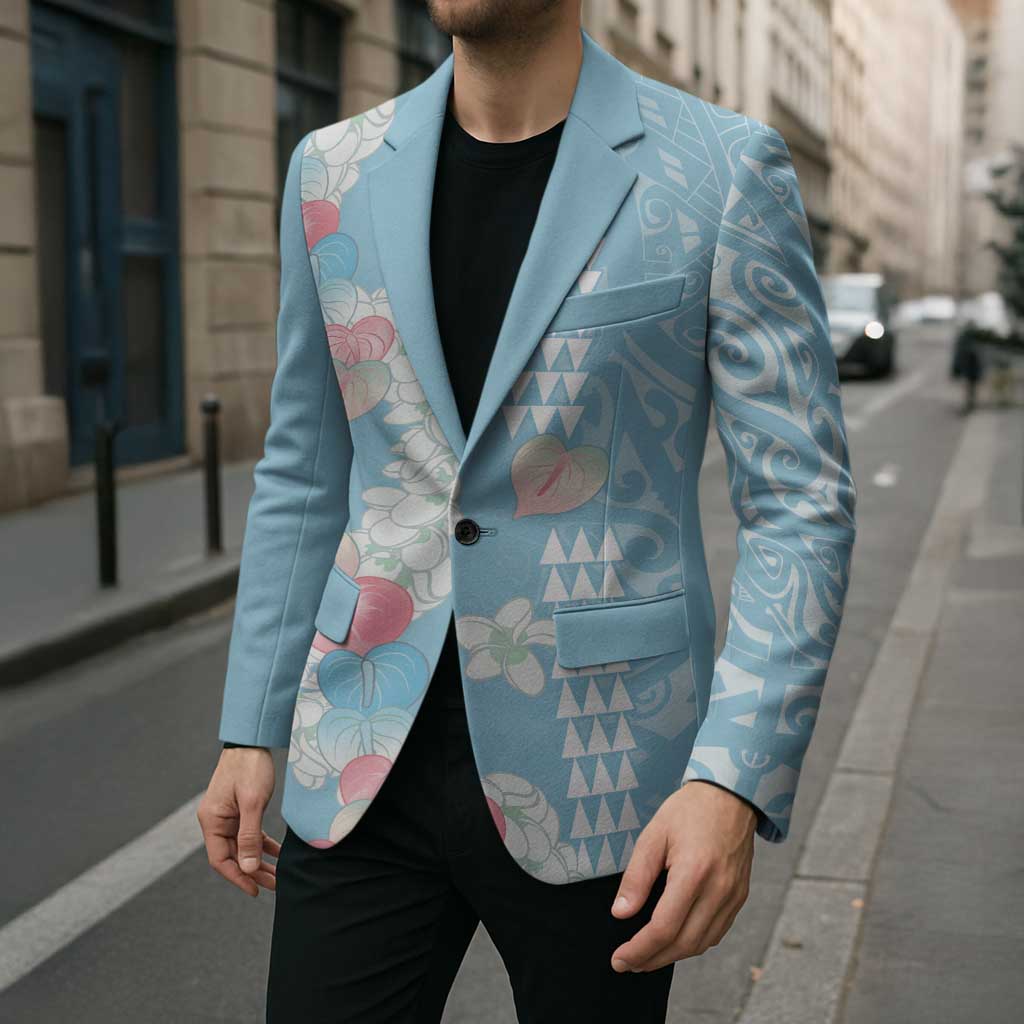 Blue Hawaii Anthurium Plumeria Lei Blazer LT9 - Polynesian Pride