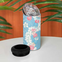 Blue Hawaii Anthurium Plumeria Lei 4 in 1 Can Cooler Tumbler LT9 - Polynesian Pride