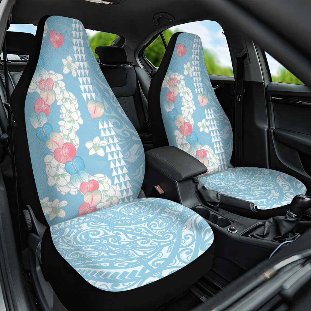 Blue Hawaii Anthurium Plumeria Lei Car Seat Cover LT9 One Size Blue - Polynesian Pride
