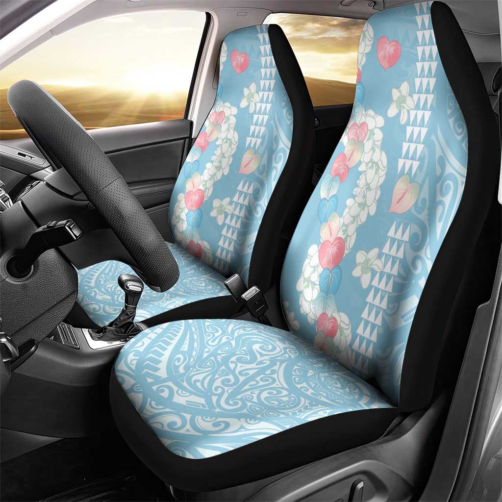 Blue Hawaii Anthurium Plumeria Lei Car Seat Cover LT9 - Polynesian Pride