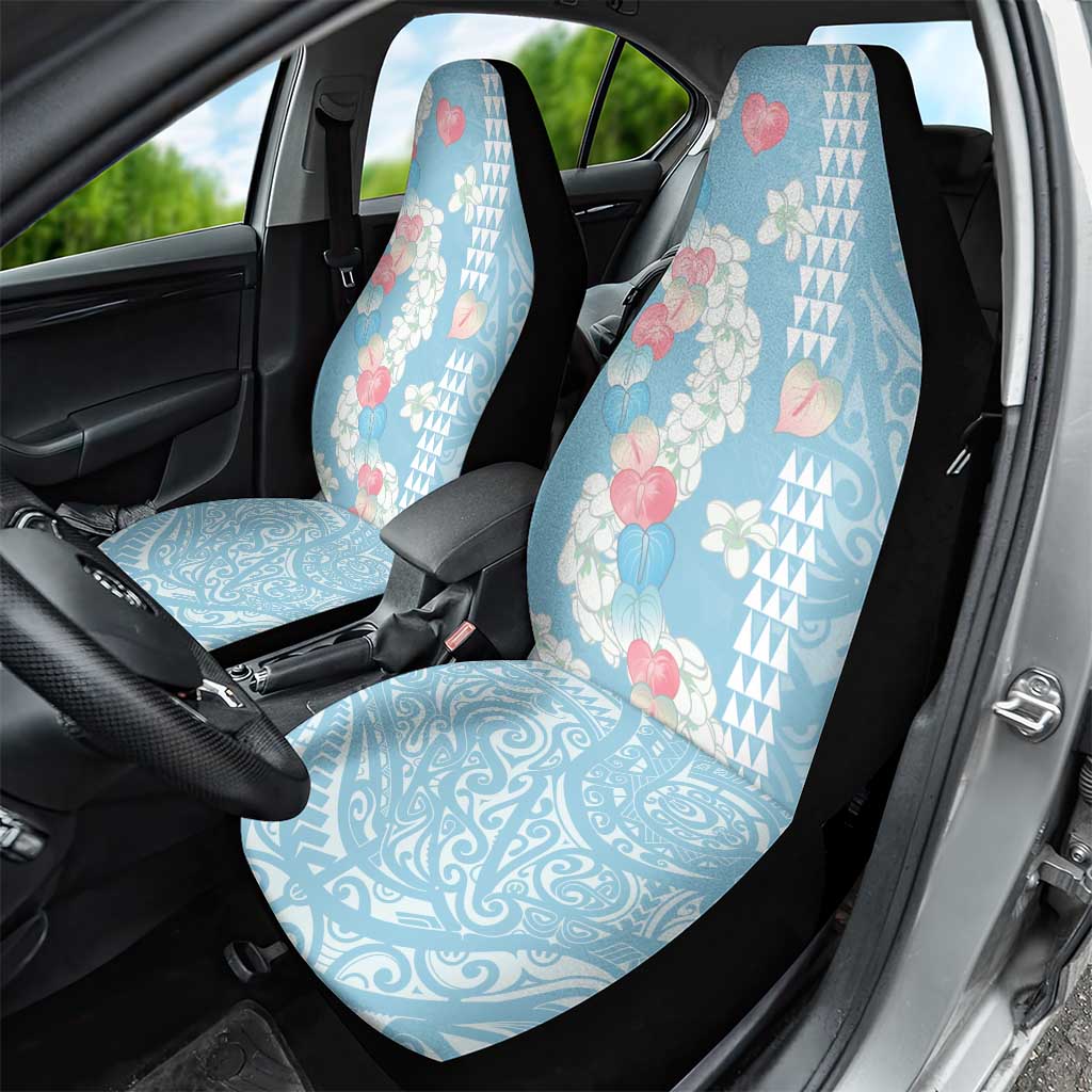 Blue Hawaii Anthurium Plumeria Lei Car Seat Cover LT9 - Polynesian Pride