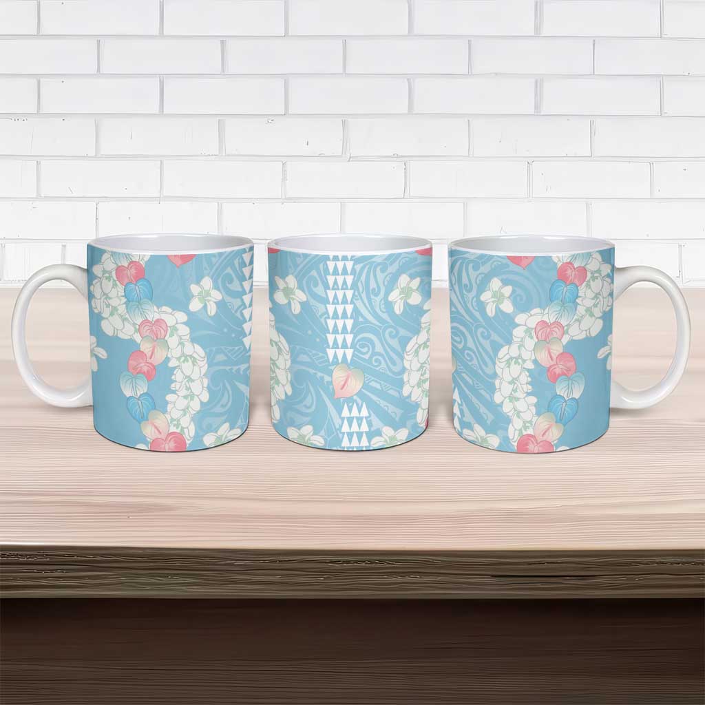 Blue Hawaii Anthurium Plumeria Lei Ceramic Mug LT9 - Polynesian Pride