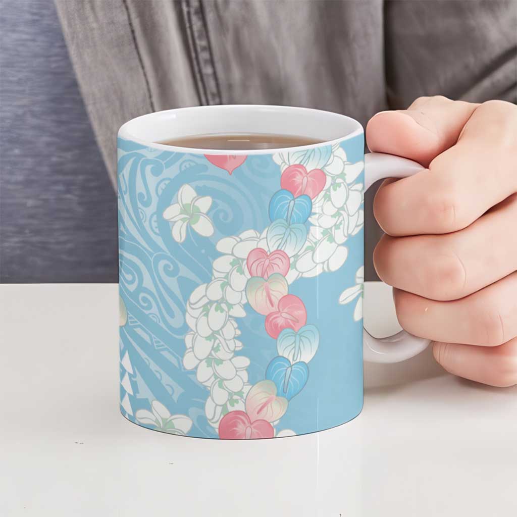 Blue Hawaii Anthurium Plumeria Lei Ceramic Mug LT9 - Polynesian Pride