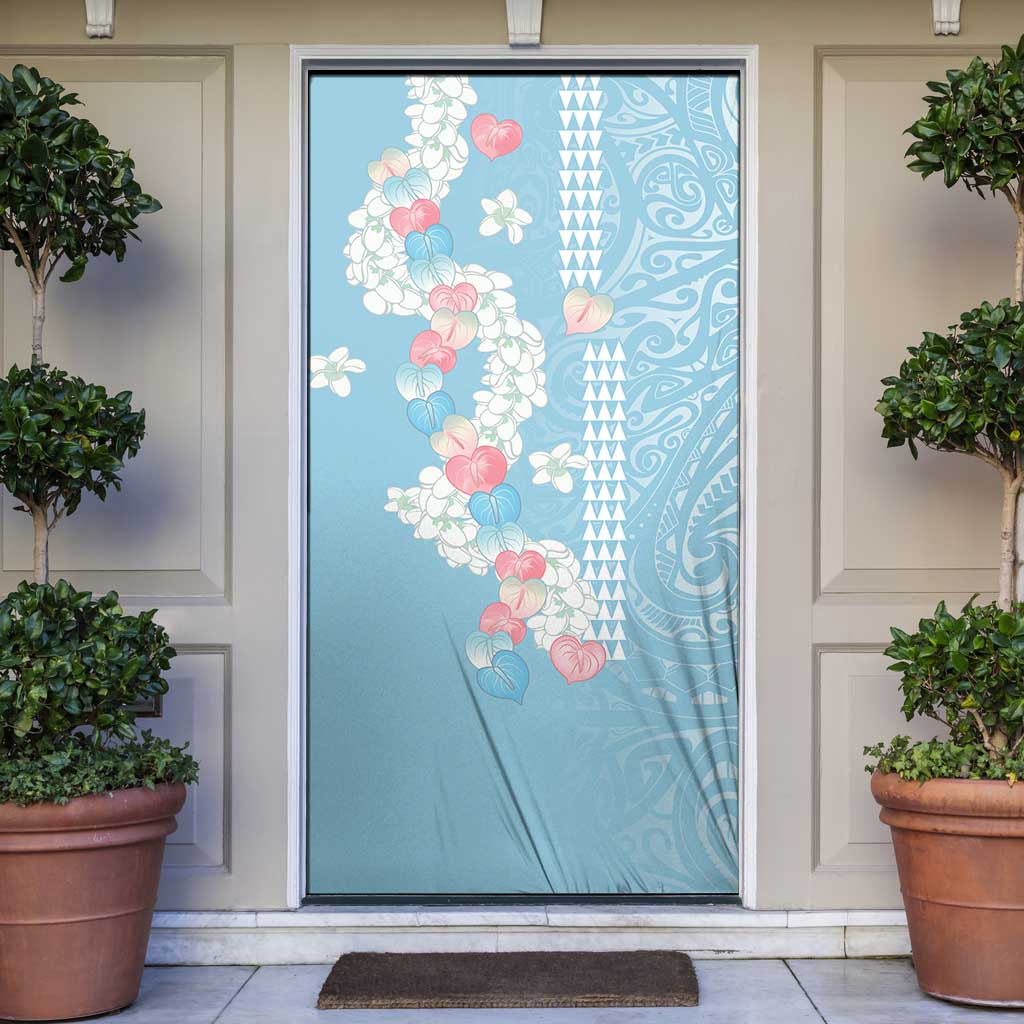 Blue Hawaii Anthurium Plumeria Lei Door Cover