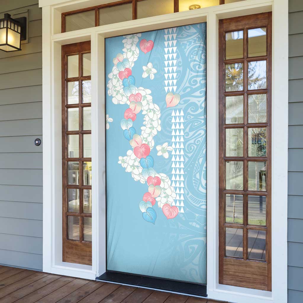 Blue Hawaii Anthurium Plumeria Lei Door Cover LT9 - Polynesian Pride