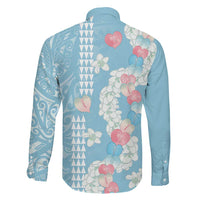 Blue Hawaii Anthurium Plumeria Lei Family Matching Short Sleeve Bodycon Dress and Hawaiian Shirt