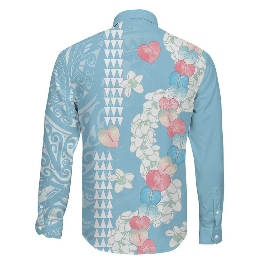 Blue Hawaii Anthurium Plumeria Lei Family Matching Summer Maxi Dress and Hawaiian Shirt