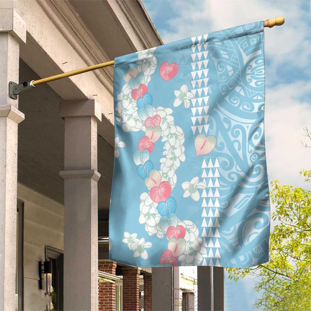 Blue Hawaii Anthurium Plumeria Lei Garden Flag LT9 House Flag Blue - Polynesian Pride