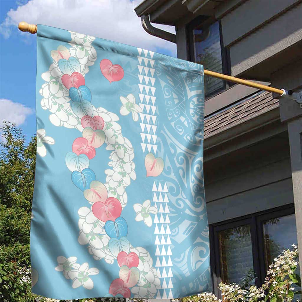 Blue Hawaii Anthurium Plumeria Lei Garden Flag LT9 - Polynesian Pride