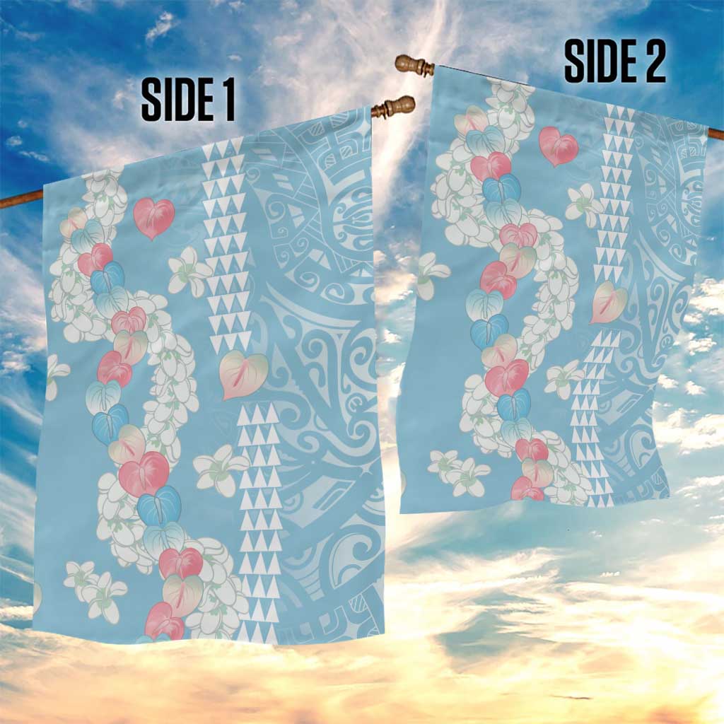 Blue Hawaii Anthurium Plumeria Lei Garden Flag LT9 - Polynesian Pride
