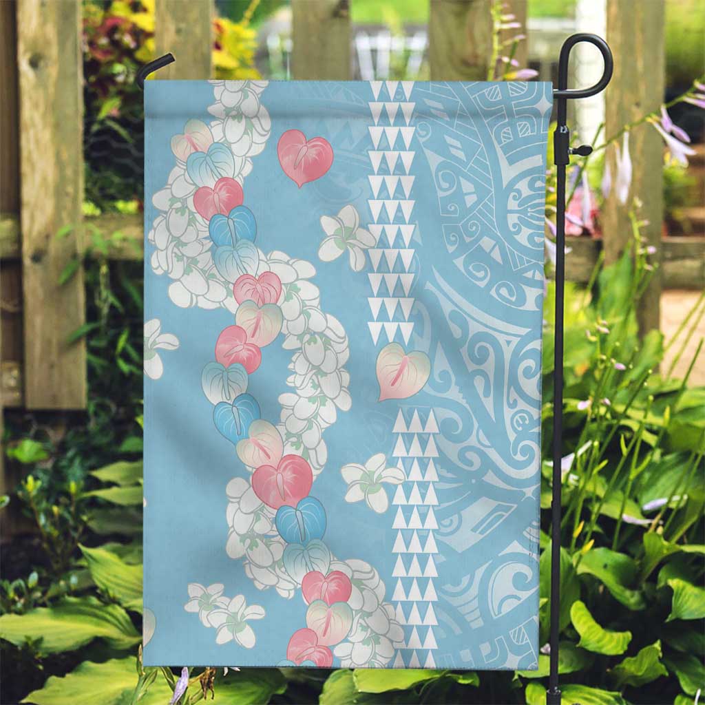 Blue Hawaii Anthurium Plumeria Lei Garden Flag LT9 Garden Flag Blue - Polynesian Pride