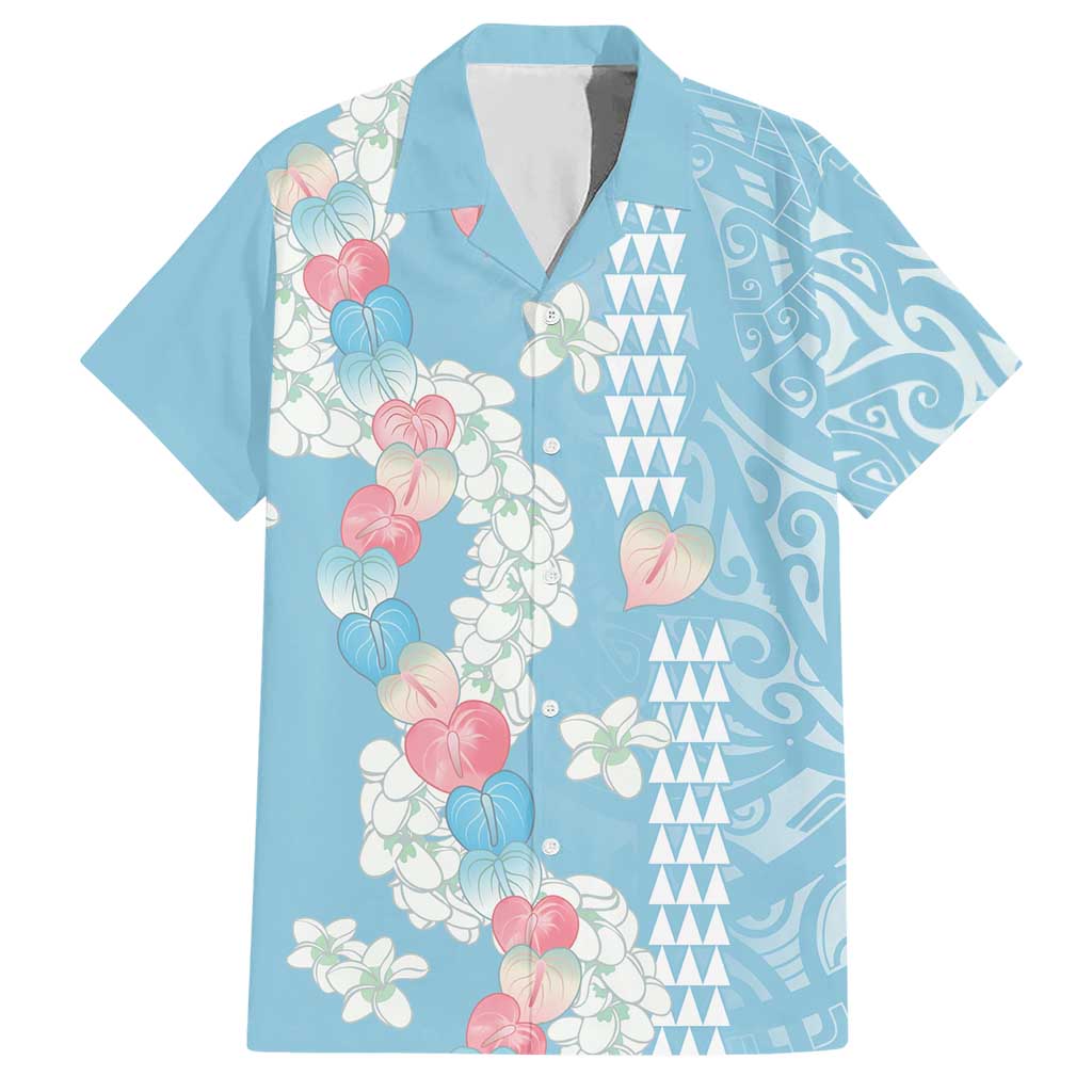 Blue Hawaii Anthurium Plumeria Lei Hawaiian Shirt