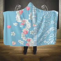 Blue Hawaii Anthurium Plumeria Lei Hooded Blanket LT9 - Polynesian Pride