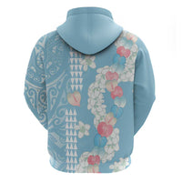 Blue Hawaii Anthurium Plumeria Lei Hoodie LT9 - Polynesian Pride