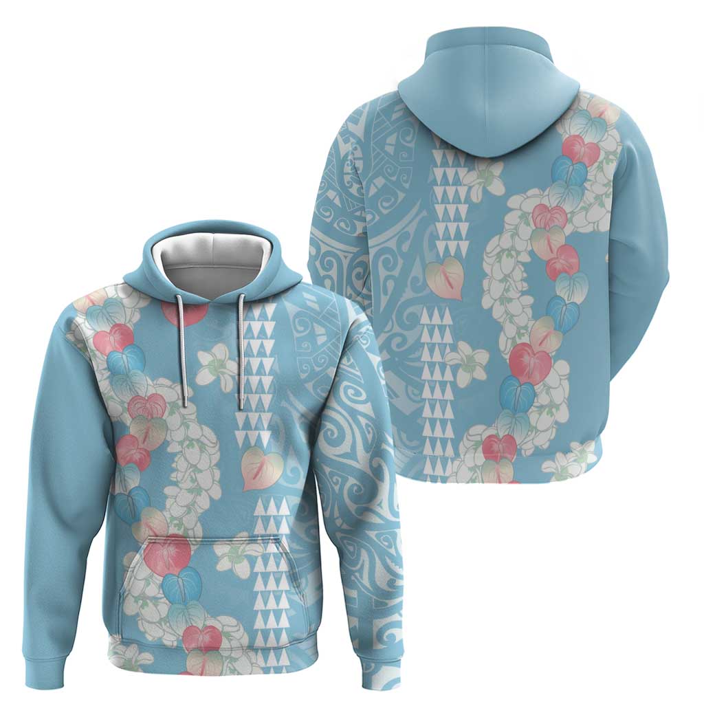 Blue Hawaii Anthurium Plumeria Lei Hoodie LT9 - Polynesian Pride