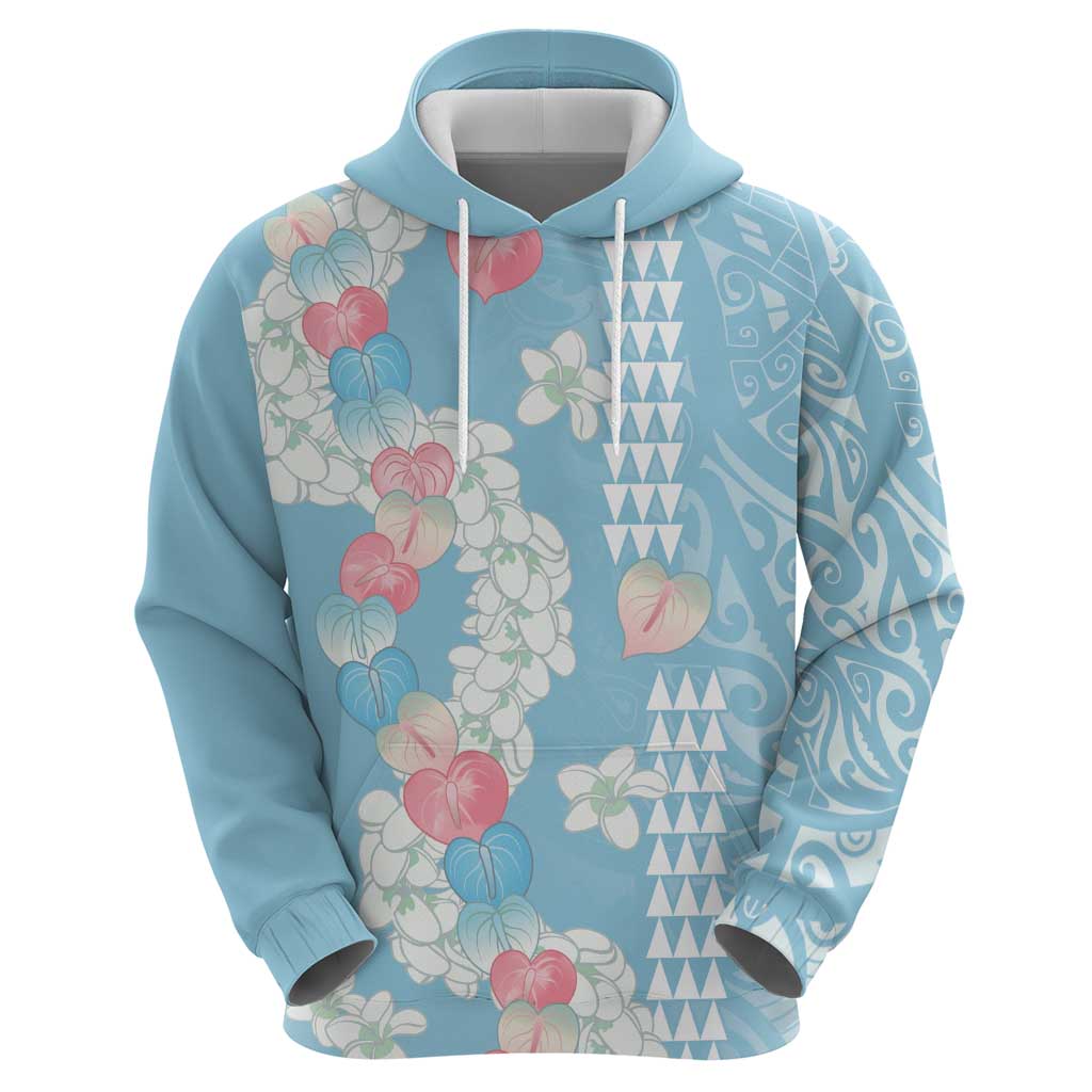 Blue Hawaii Anthurium Plumeria Lei Hoodie LT9 - Polynesian Pride