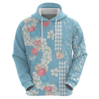 Blue Hawaii Anthurium Plumeria Lei Hoodie LT9 - Polynesian Pride