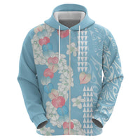 Blue Hawaii Anthurium Plumeria Lei Hoodie LT9 - Polynesian Pride