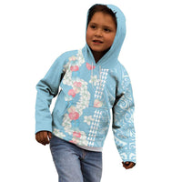 Blue Hawaii Anthurium Plumeria Lei Kid Hoodie LT9 - Polynesian Pride