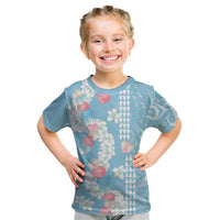 Blue Hawaii Anthurium Plumeria Lei Kid T Shirt LT9 Blue - Polynesian Pride