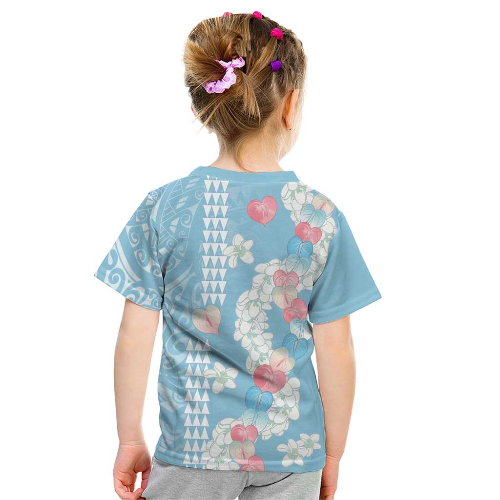 Blue Hawaii Anthurium Plumeria Lei Kid T Shirt LT9 - Polynesian Pride