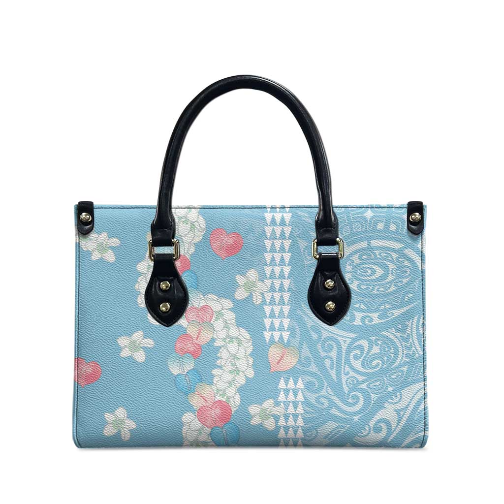 Blue Hawaii Anthurium Plumeria Lei Leather Bag LT9 - Polynesian Pride