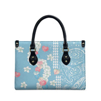 Blue Hawaii Anthurium Plumeria Lei Leather Bag LT9 - Polynesian Pride