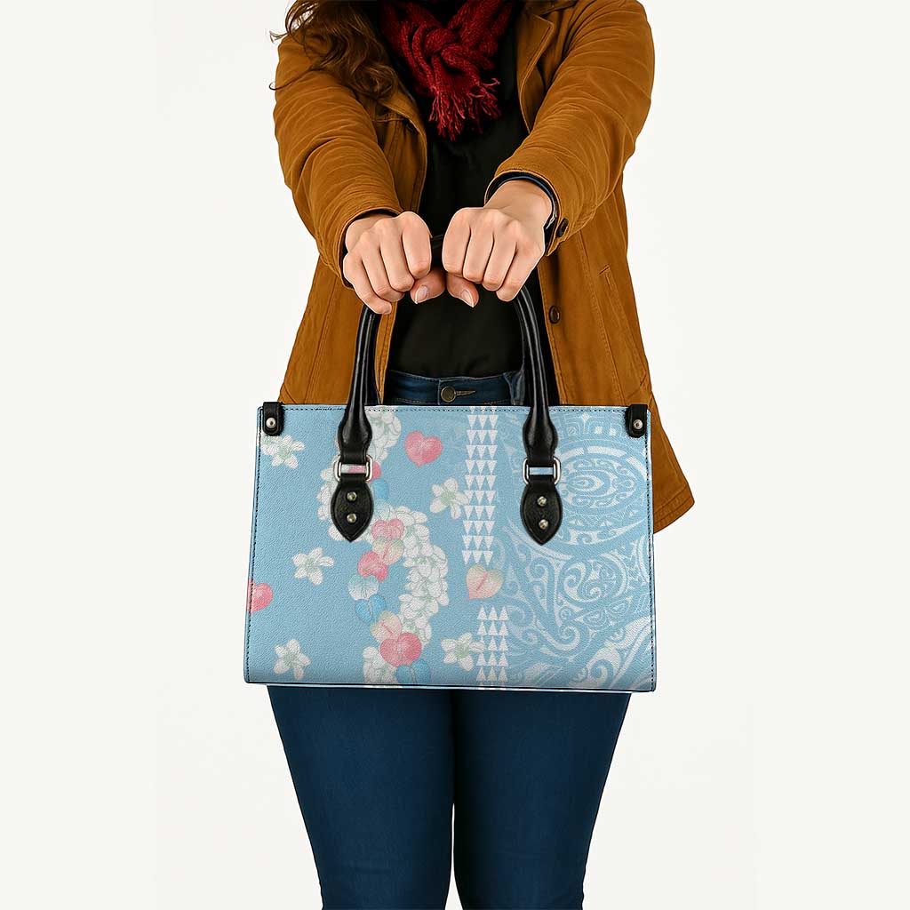 Blue Hawaii Anthurium Plumeria Lei Leather Bag LT9 - Polynesian Pride