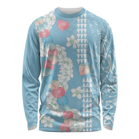 Blue Hawaii Anthurium Plumeria Lei Long Sleeve Shirt LT9 Unisex Blue - Polynesian Pride