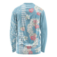 Blue Hawaii Anthurium Plumeria Lei Long Sleeve Shirt LT9 - Polynesian Pride
