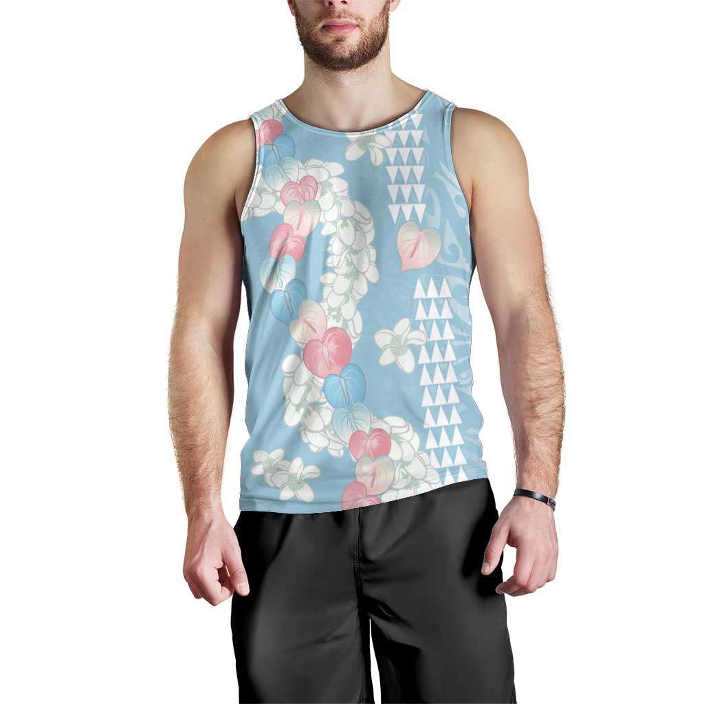 Blue Hawaii Anthurium Plumeria Lei Men Tank Top LT9 - Polynesian Pride