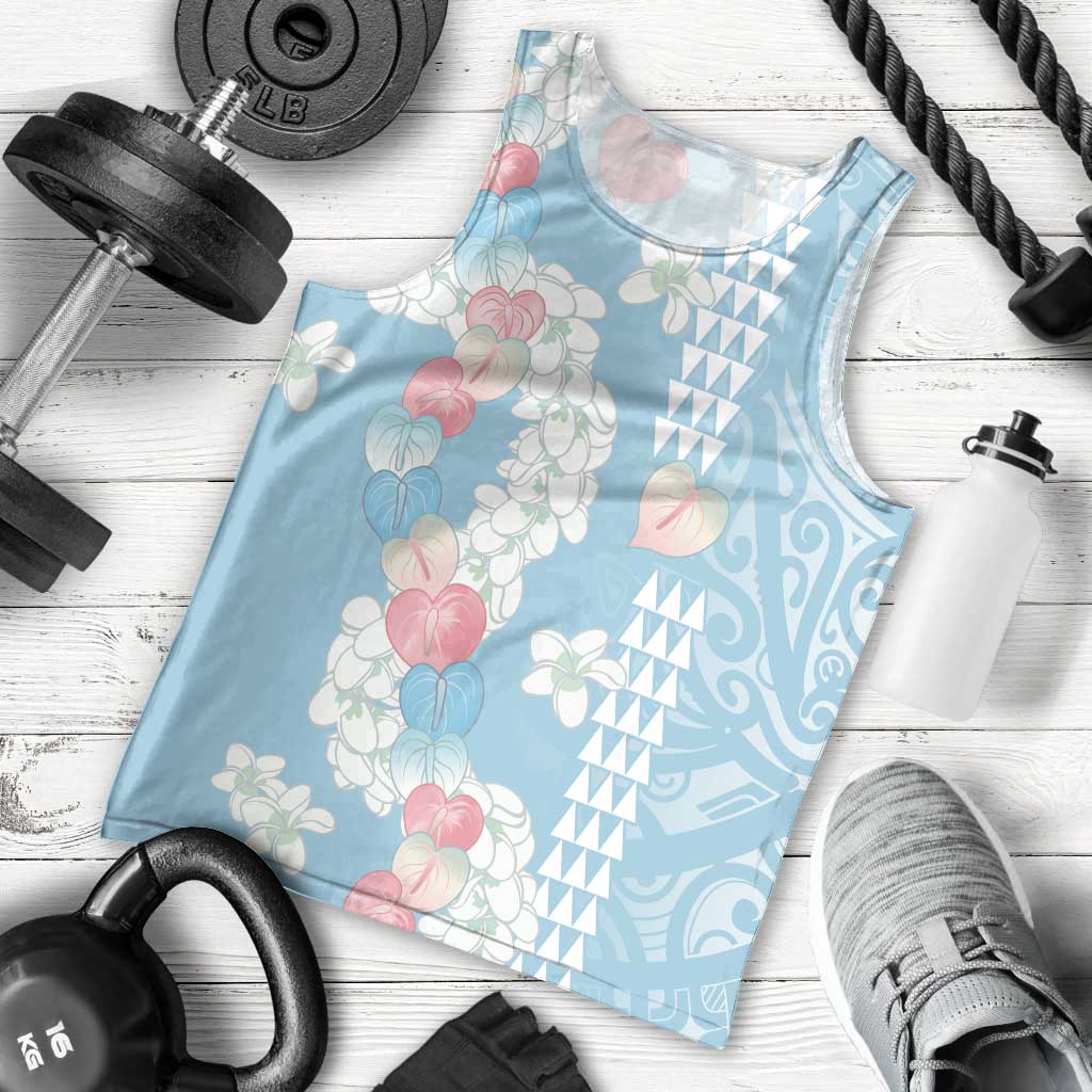 Blue Hawaii Anthurium Plumeria Lei Men Tank Top LT9 - Polynesian Pride