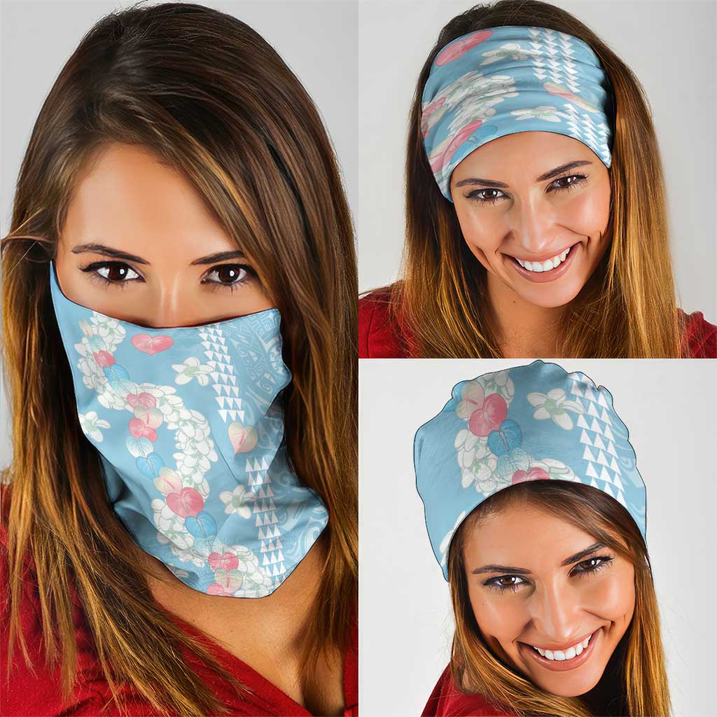 Blue Hawaii Anthurium Plumeria Lei Neck Gaiter