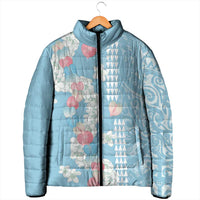 Blue Hawaii Anthurium Plumeria Lei Padded Jacket LT9 - Polynesian Pride