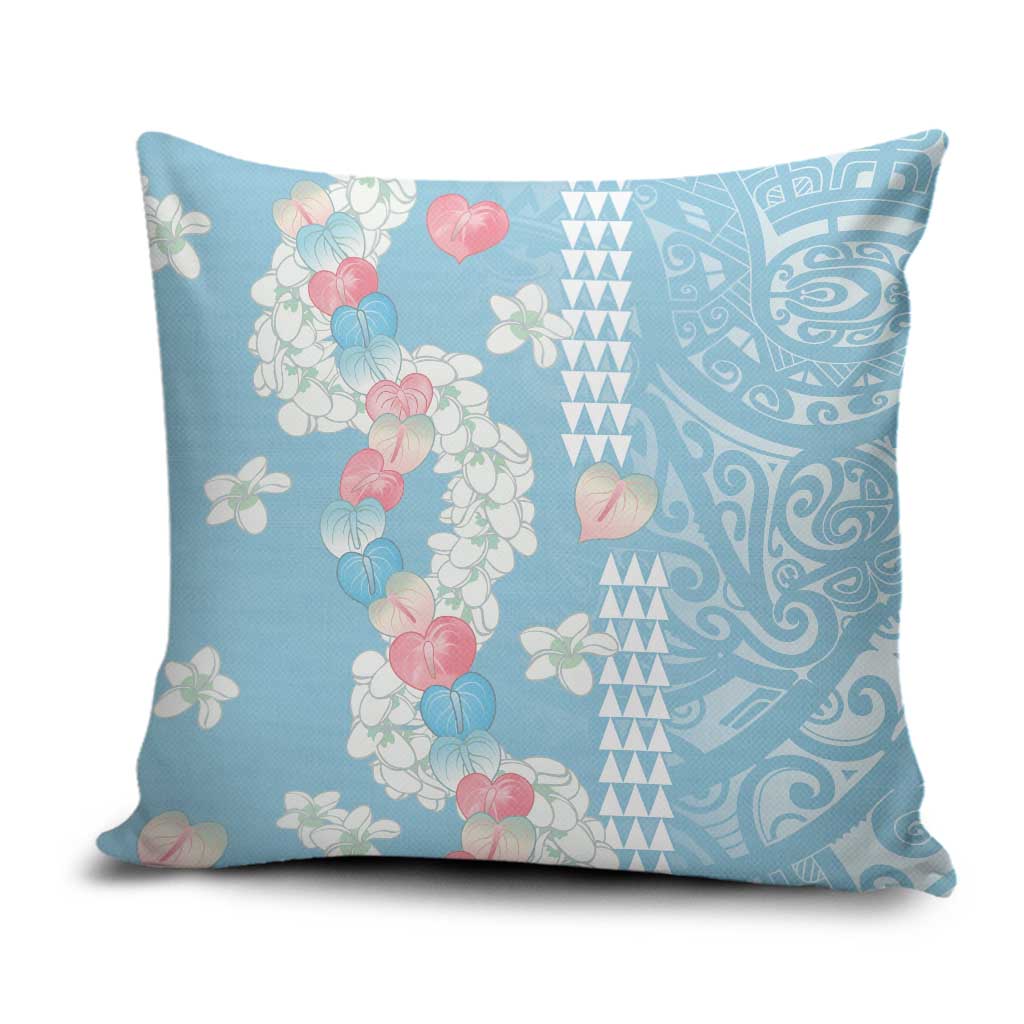 Blue Hawaii Anthurium Plumeria Lei Pillow Cover LT9 Blue - Polynesian Pride