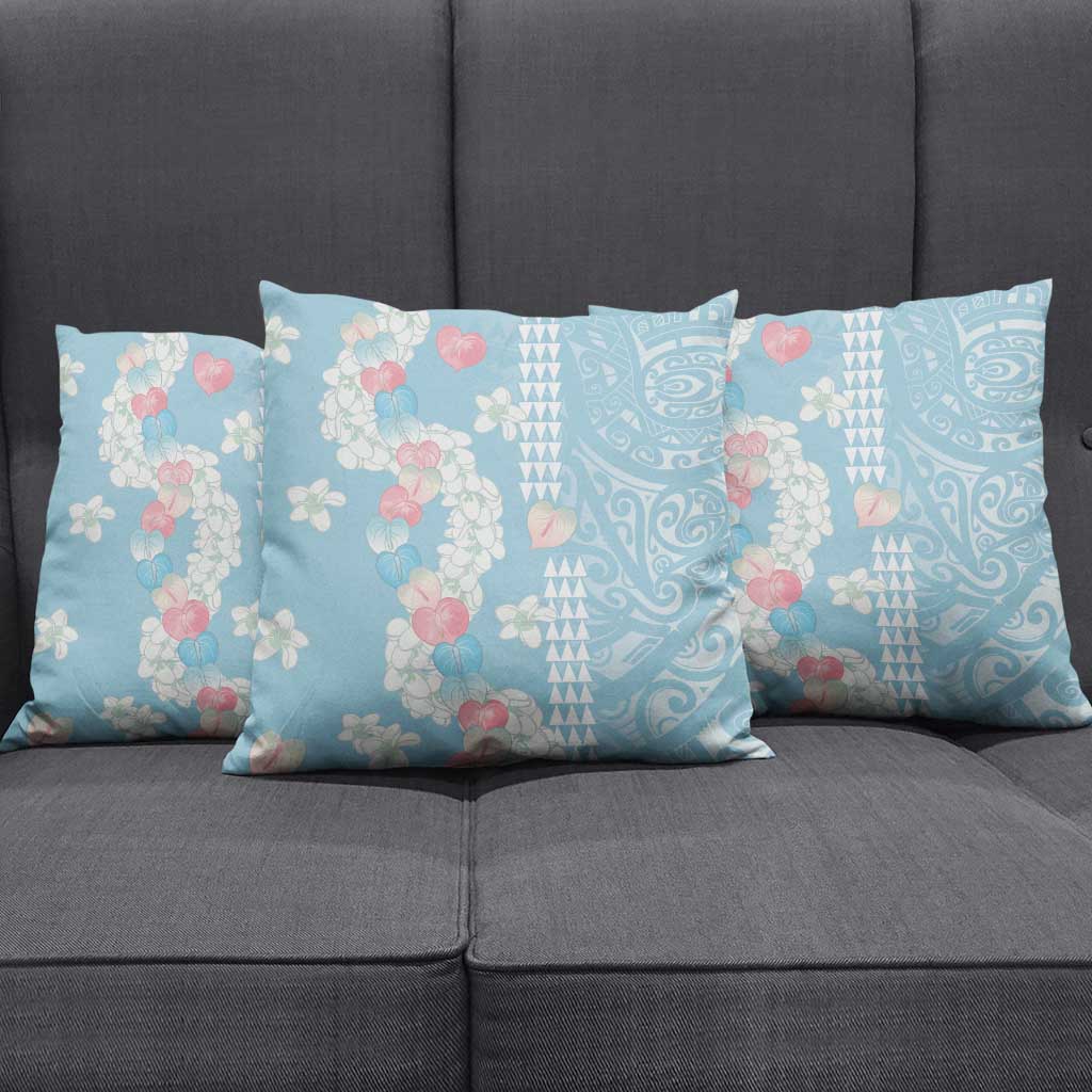 Blue Hawaii Anthurium Plumeria Lei Pillow Cover LT9 - Polynesian Pride