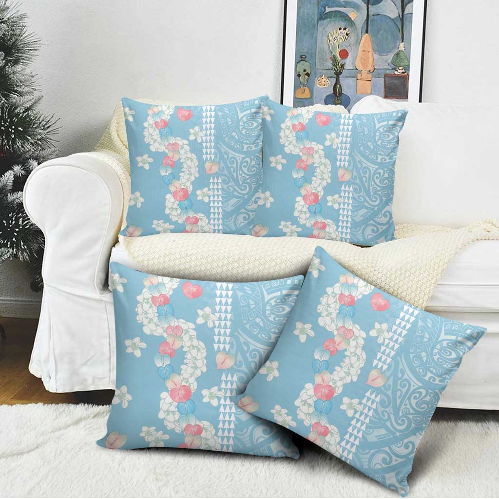 Blue Hawaii Anthurium Plumeria Lei Pillow Cover LT9 - Polynesian Pride