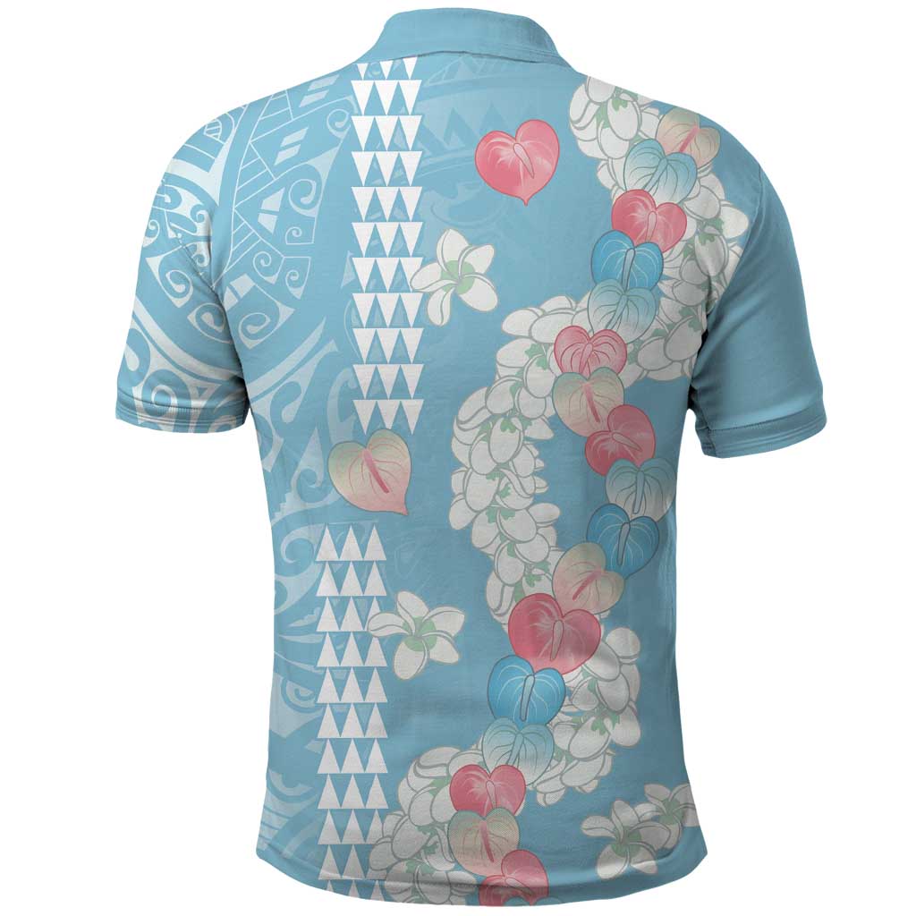 Blue Hawaii Anthurium Plumeria Lei Polo Shirt LT9 - Polynesian Pride