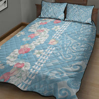 Blue Hawaii Anthurium Plumeria Lei Quilt Bed Set LT9 - Polynesian Pride