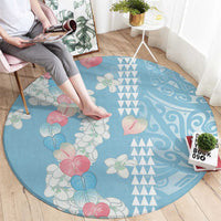 Blue Hawaii Anthurium Plumeria Lei Round Carpet LT9 - Polynesian Pride
