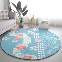 Blue Hawaii Anthurium Plumeria Lei Round Carpet LT9 - Polynesian Pride