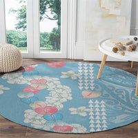 Blue Hawaii Anthurium Plumeria Lei Round Carpet LT9 - Polynesian Pride