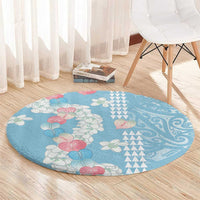 Blue Hawaii Anthurium Plumeria Lei Round Carpet LT9 - Polynesian Pride