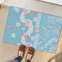 Blue Hawaii Anthurium Plumeria Lei Rubber Doormat LT9 - Polynesian Pride