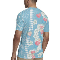 Blue Hawaii Anthurium Plumeria Lei Rugby Jersey LT9 - Polynesian Pride