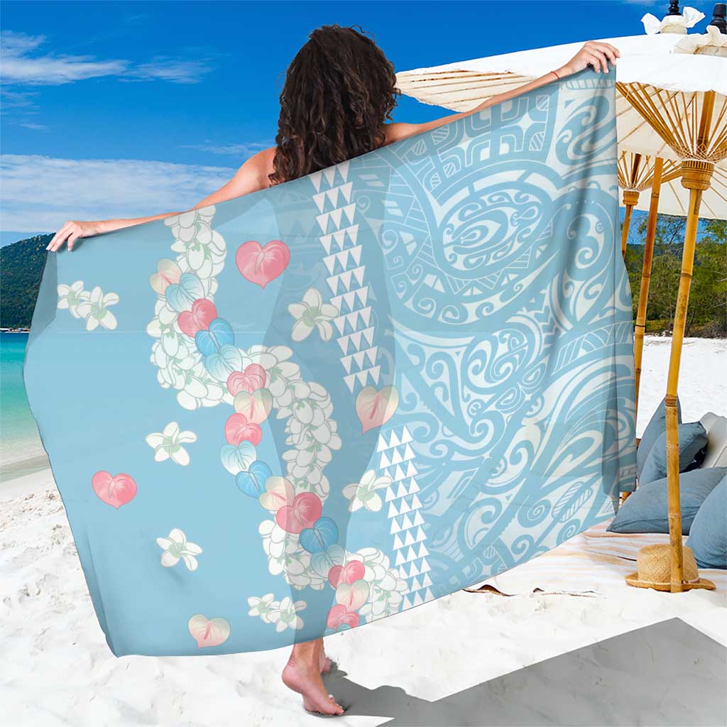 Blue Hawaii Anthurium Plumeria Lei Sarong LT9 One Size 44 x 66 inches Blue - Polynesian Pride