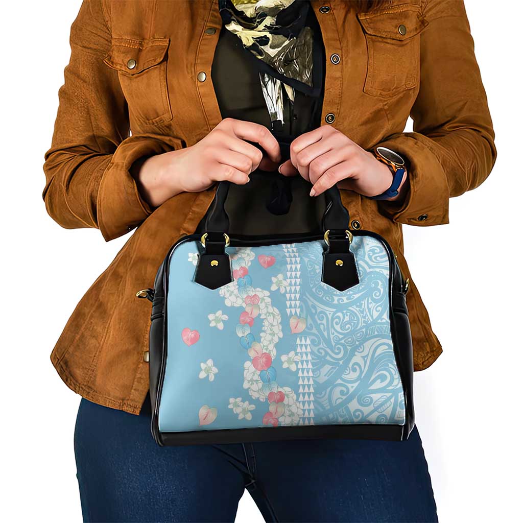 Blue Hawaii Anthurium Plumeria Lei Shoulder Handbag LT9 - Polynesian Pride