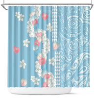 Blue Hawaii Anthurium Plumeria Lei Shower Curtain LT9 Blue - Polynesian Pride